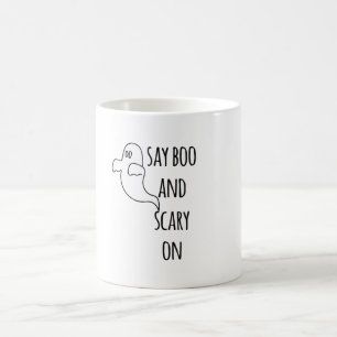 Caneca De Café Diga Boo E Assustador No Dia de as Bruxas engraçad