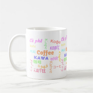 Caneca De Café Diga café em todas as línguas Colorida