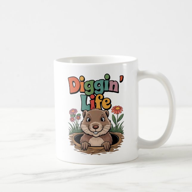 Caneca De Café Diggin' Life Funny Gopher (Direita)