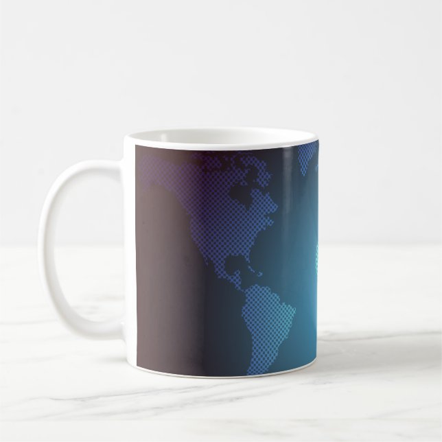 Caneca De Café Digital Dot World Map Gradient Art (Esquerda)