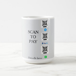 Caneca De Café digitalizar para pagar detalhes do código QR do ve