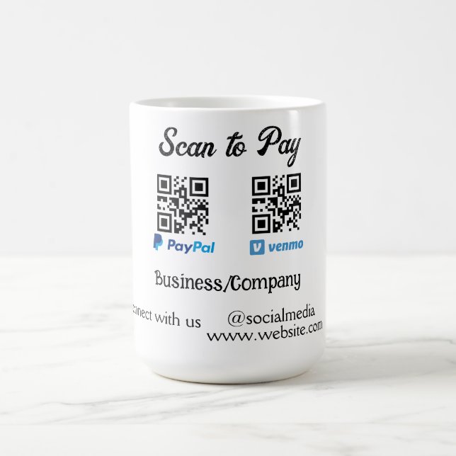 Caneca De Café Digitalize para pagar código q r paypal venmo adic (Centro)
