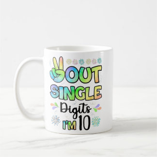 Caneca De Café Dígitos de Solteiro do Peace Out Eu tenho 10 crian