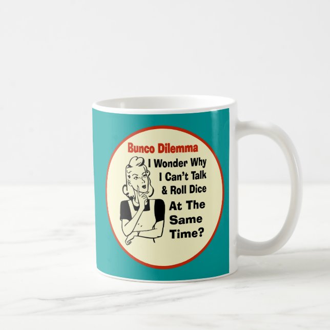 Caneca De Café Dilema engraçado de Bunco com mulher retro (Direita)
