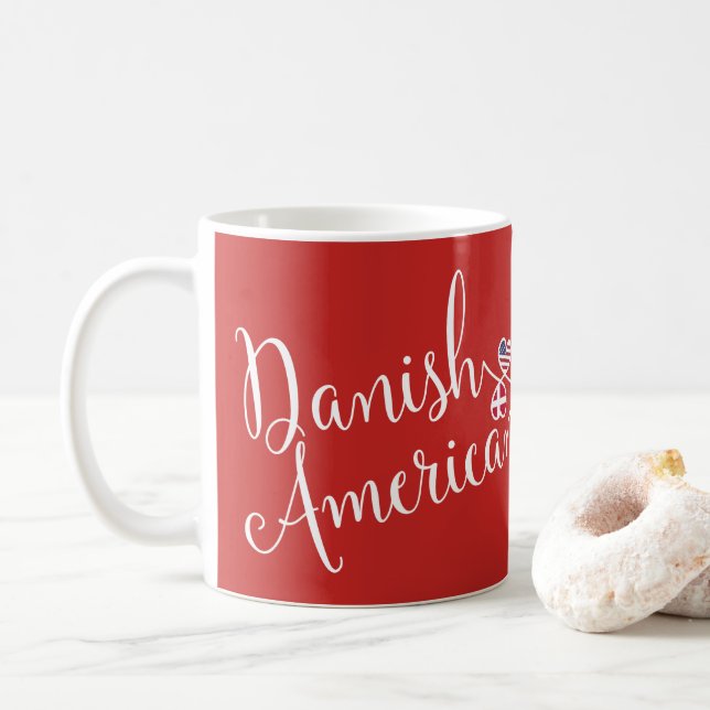 Caneca De Café Dinamarquês American Entwined Hearts Mug (Com Donut)