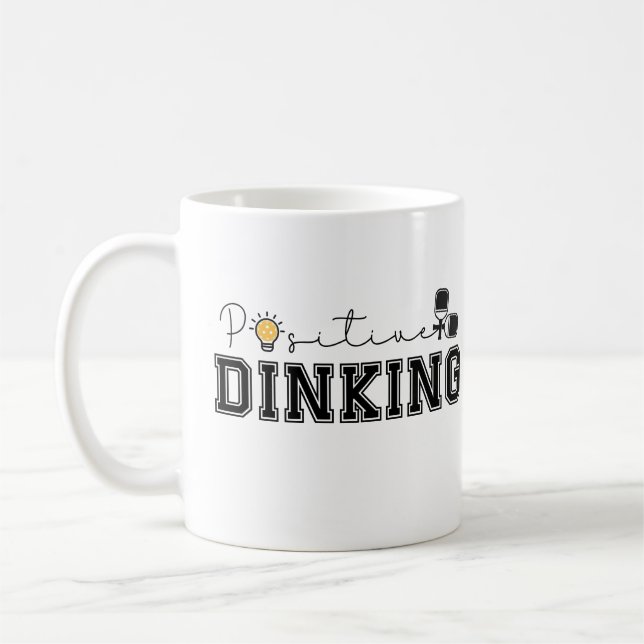 Caneca De Café Dinking Positivo Dito Engraçado de Pickleball  (Esquerda)