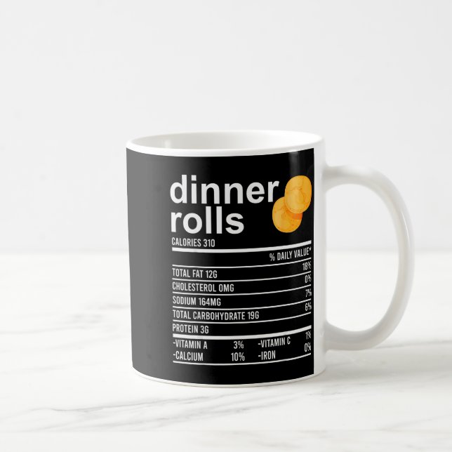 Caneca De Café Dinner Rolls Nutrition Facts Apparel Funny Thanksg (Direita)