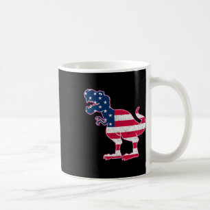 Caneca De Café Dino American Flag 4 De Julho Patriótico Boys Gift