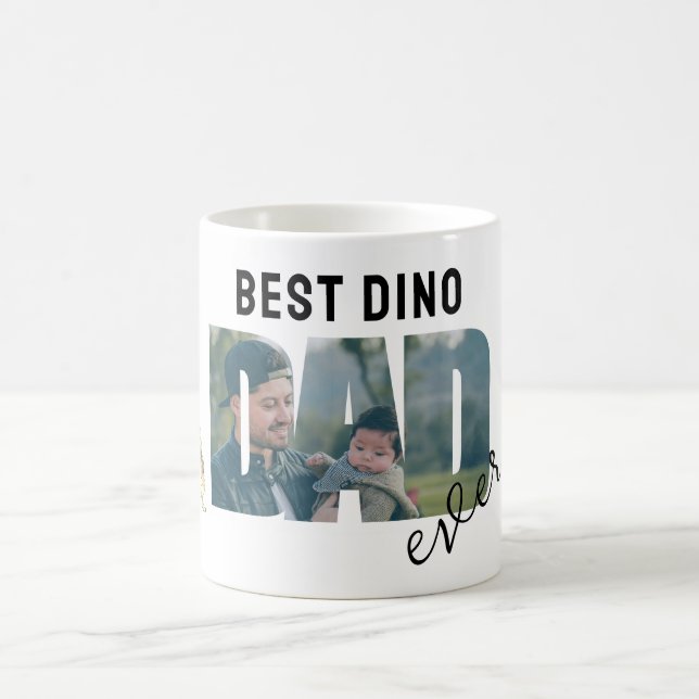 Caneca De Café Dino Best Dad Ever Personalized Photo (Centro)