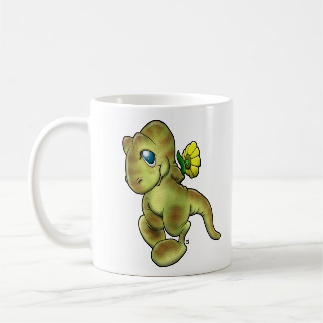 Caneca De Café Dino & flor (Esquerda)