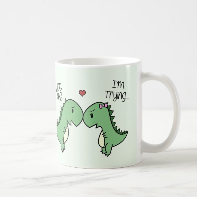 Caneca De Café Dino Love Mug! [Em verde] (Direita)