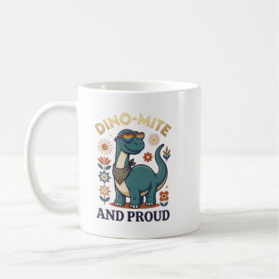 Caneca De Café Dino-Mite e Orgulhoso Design de Piada de Dinossaur