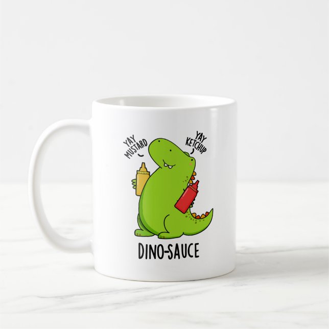 Caneca De Café Dino-Molho Piada Engraçada de Dinossauro  (Esquerda)