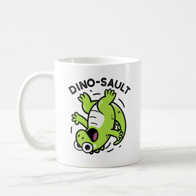 Caneca De Café Dinosault Funny Dinosaur Pun (Esquerda)