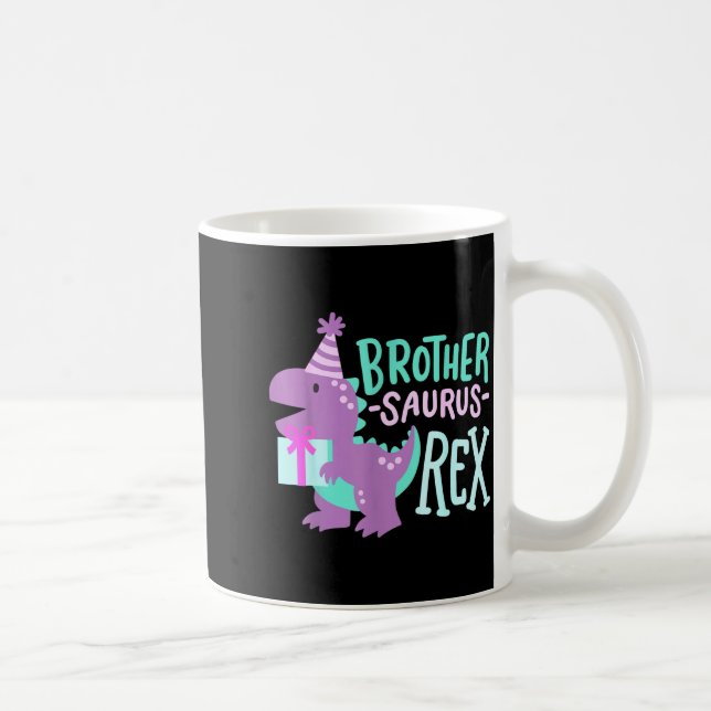 Caneca De Café Dinosaur Birthday Brother Saurus T Rex Family Matc (Direita)