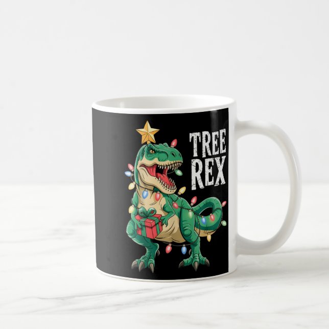 Caneca De Café Dinosaur Christmas Tree Rex Pajamas Men Boys Xmas  (Direita)