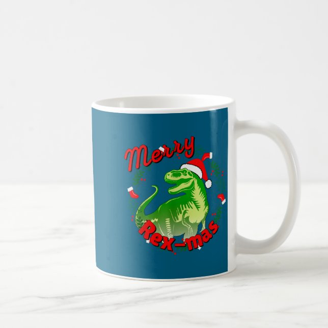 Caneca De Café Dinosaur Holiday Merry Christmas Juric Tyrannosaur (Direita)