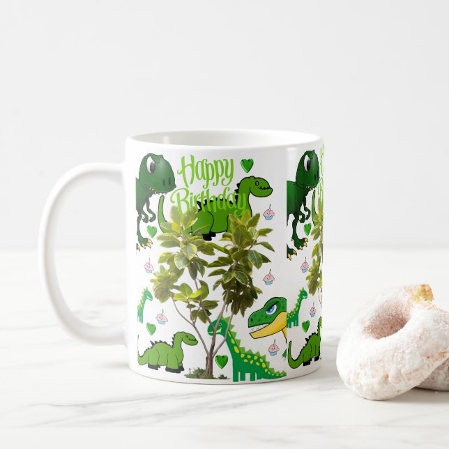 Caneca De Café Dinosaur Mug Happy Birthday Mug (Com Donut)