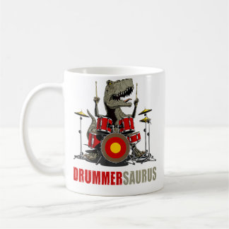Caneca De Café Dinosaur Playing Drum Musician T Rex Drummersaurus