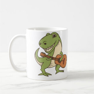 Caneca De Café Dinosaur Playing Guitar Shirt Cool Dino Music Lov