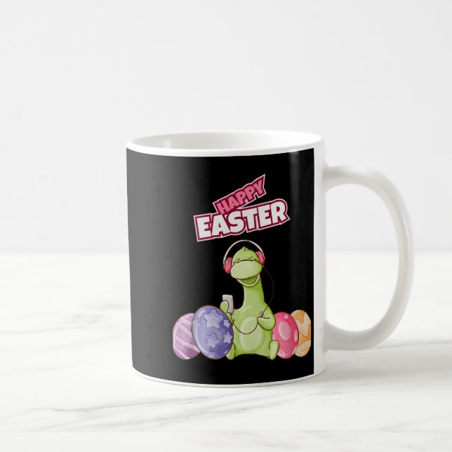 Caneca De Café Dinosaur Say Happy Easter Premium Tri-blend  (Direita)