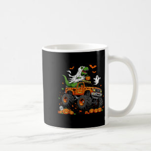 Caneca De Café Dinosaur T-rex Pilotando Caminhão Monstro Hallowee