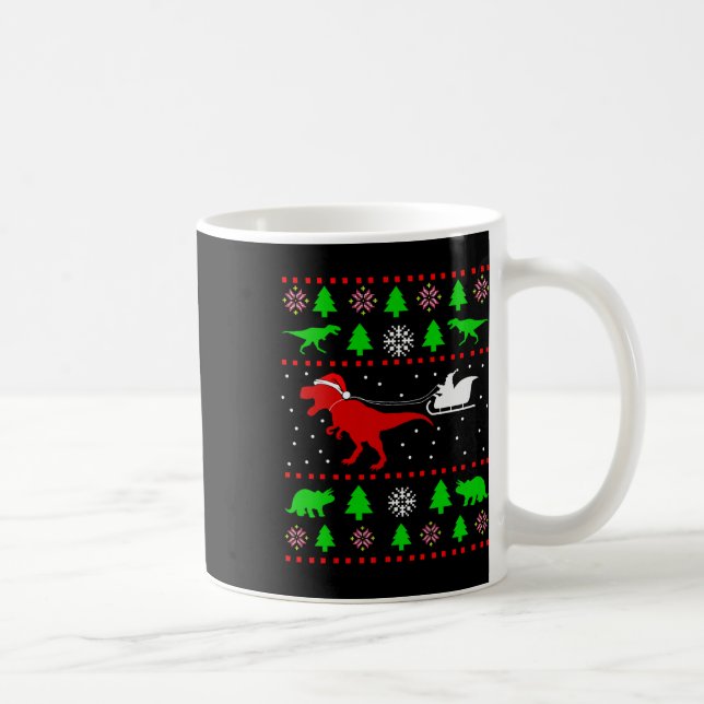 Caneca De Café Dinosaur Ugly Christmas Sweater For Adults Kids  (Direita)