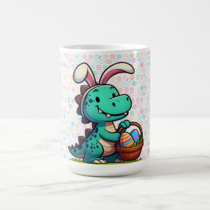 Caneca De Café Dinossauro bonito, coelho da Páscoa