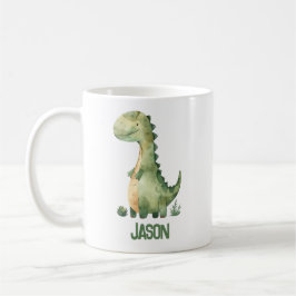 Caneca De Café Dinossauro Cólvora Com Nome Para Crianças