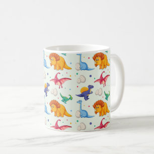 Caneca De Café Dinossauro com Pré-História Colorida• Dino diverti