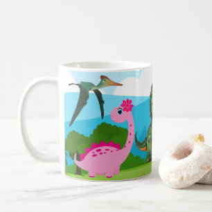 Caneca De Café Dinossauro com Pré-História Colorida• Dino diverti