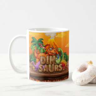Caneca De Café Dinossauro com Pré-História Colorida• Dino diverti