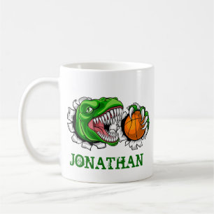 Caneca De Café Dinossauro de Basquetebol T-Rex Personalizado