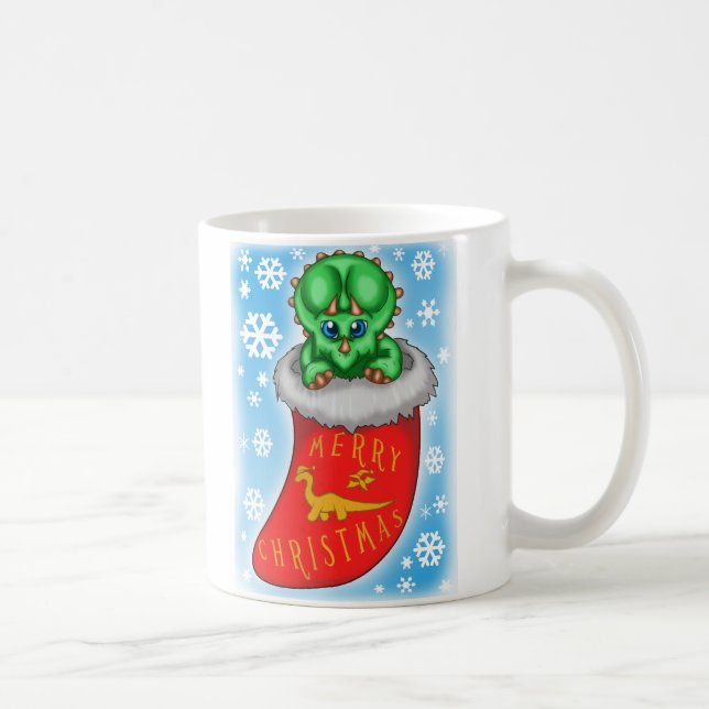 Caneca De Café Dinossauro de Natal (Direita)