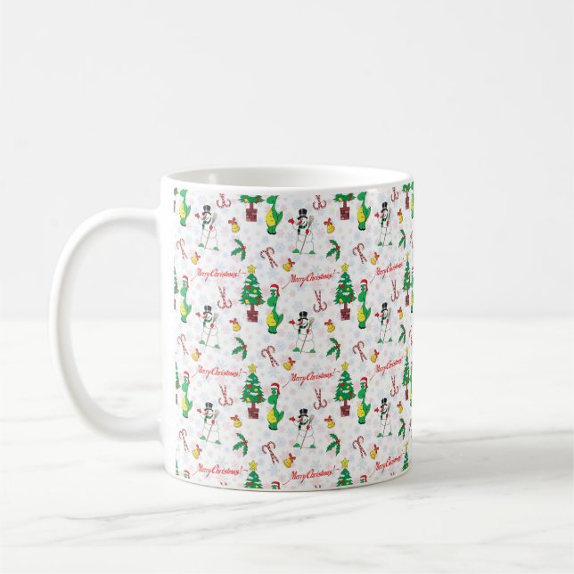 Caneca De Café dinossauro de Natal e boneco de neve (Esquerda)