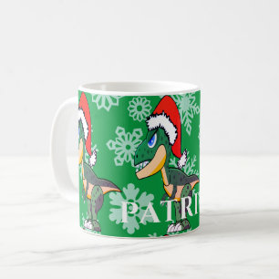 Caneca De Café Dinossauro de Natal Gelado Crianças Verde Quente 