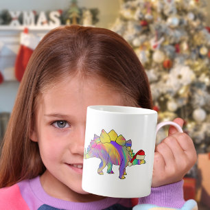 Caneca De Café Dinossauro de Natal Vestindo um Chapéu Santa