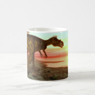 Caneca De Café Dinossauro do Megalosaurus que anda para o oceano