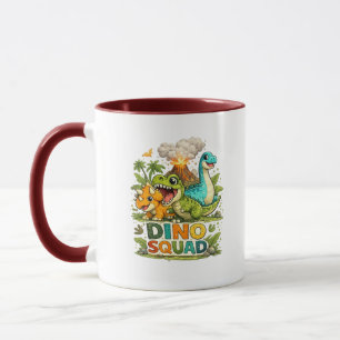 Caneca de Café Dinossauro Fofa Esquadrão Dino