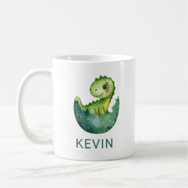 Caneca De Café Dinossauro Fofo Neutro em Aquarela Personalizado p