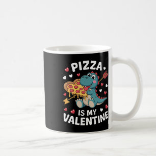 Caneca De Café Dinossauro Fofo Segurando Pizza Para Um Tema Diver