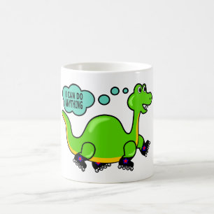 Caneca De Café Dinossauro legal dos desenhos animados que patina