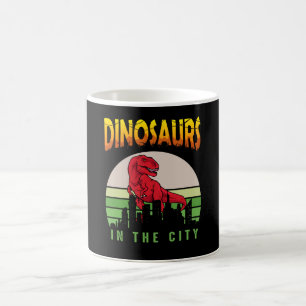 Caneca De Café Dinossauro na Cidade Design de Dinossauro