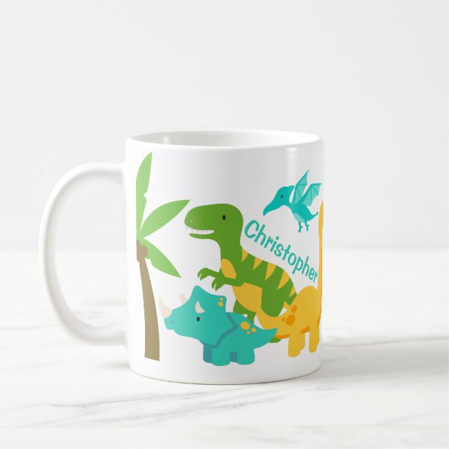 Caneca De Café Dinossauro para Crianças Bonitas Personalizado (Esquerda)