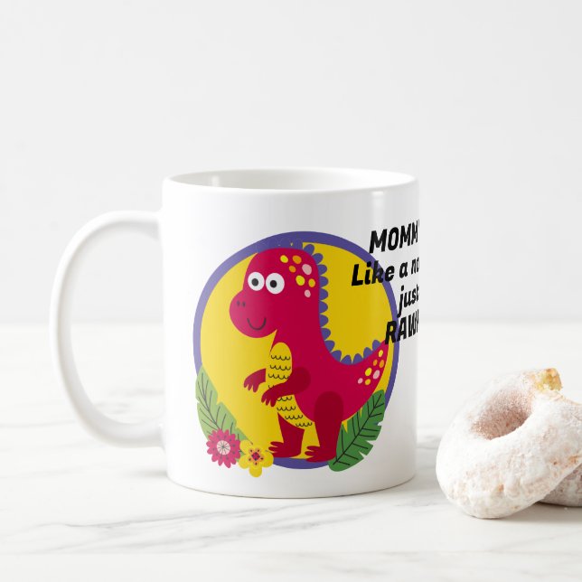 Caneca De Café Dinossauro Personalizado De Fotografia E Texto (Com Donut)
