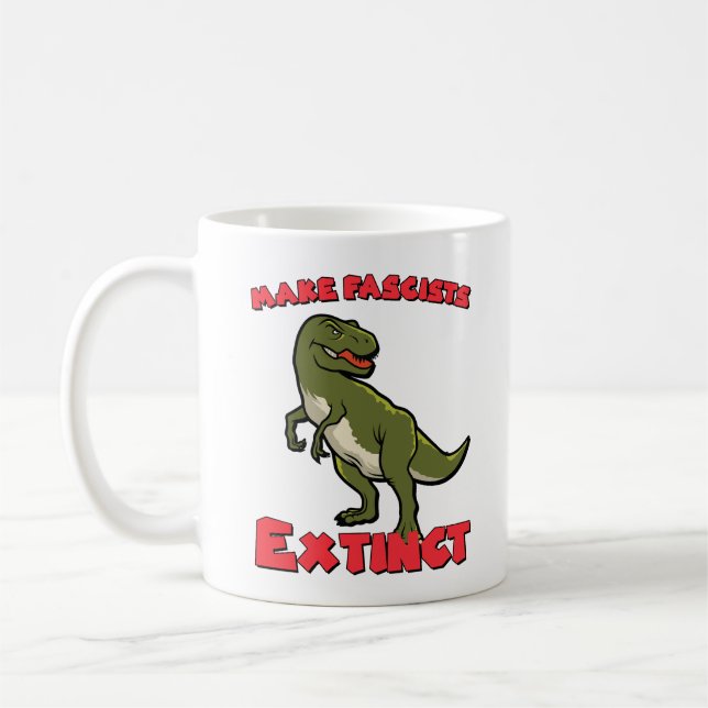 Caneca De Café Dinossauro Retro Bonito - Façam Fascistas Extintos (Esquerda)