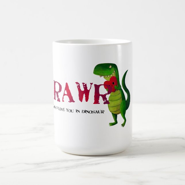 Caneca De Café Dinossauro romântico de RAWR T-rex (Centro)