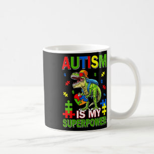 Caneca De Café Dinossauro T-rex Crianças Autismo É Meu Superpoder