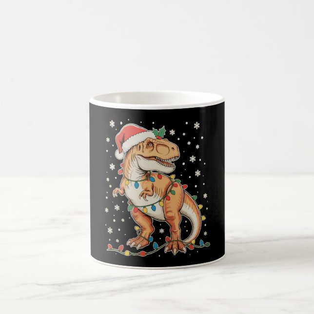 Caneca De Café Dinossauro T Rex Natal Luzes De Natal Férias (Centro)