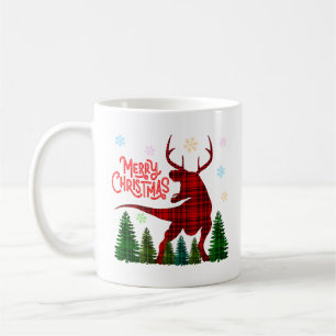 Caneca De Café dinossauro veado xadrez engraçado natal feliz
